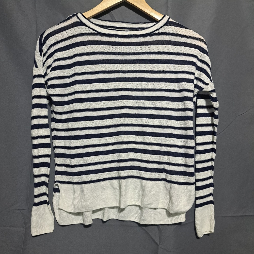 Cynthia Rowley 100% Linen SMALL Striped Pullover Sweater Classic‎ Lightweight